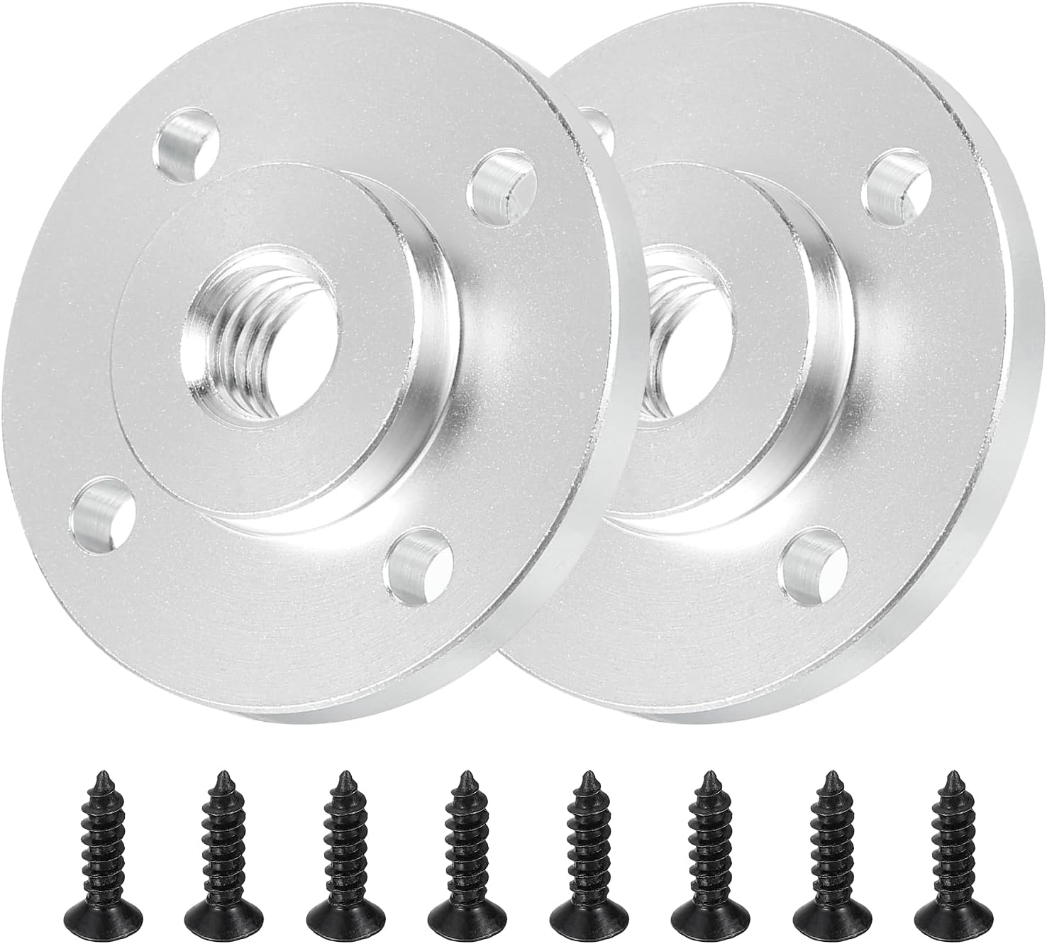 PATIKIL 3/8"-16 Female Thread Microphone Flange Mount, 2Pcs Desktop Gooseneck Table Mounts Base with Round Head Screw for Gooseneck Hose Adapter, Silver