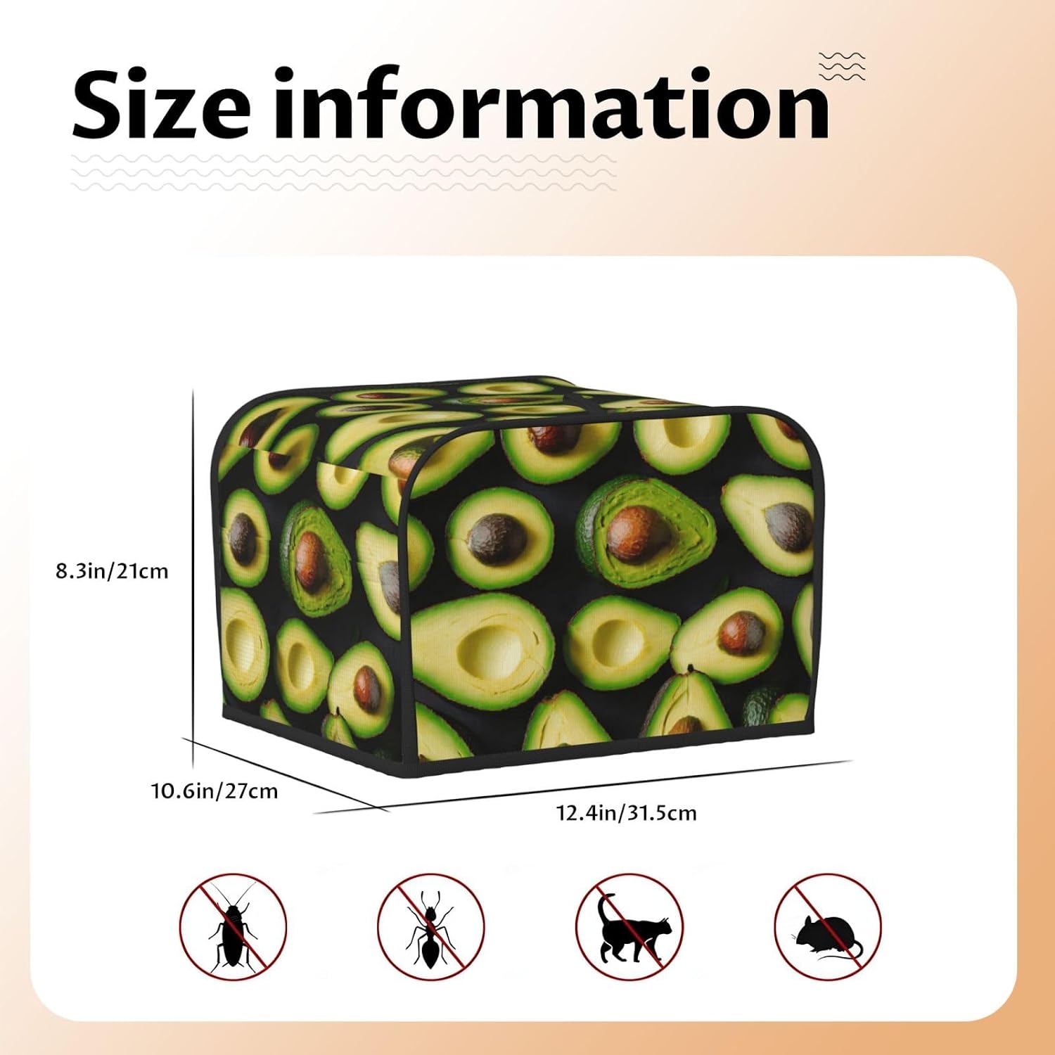 Avocado Pattern Print 4-Slice Toaster Cover Kitchen Appliance For Bread Home Protector Daily Usability image 4