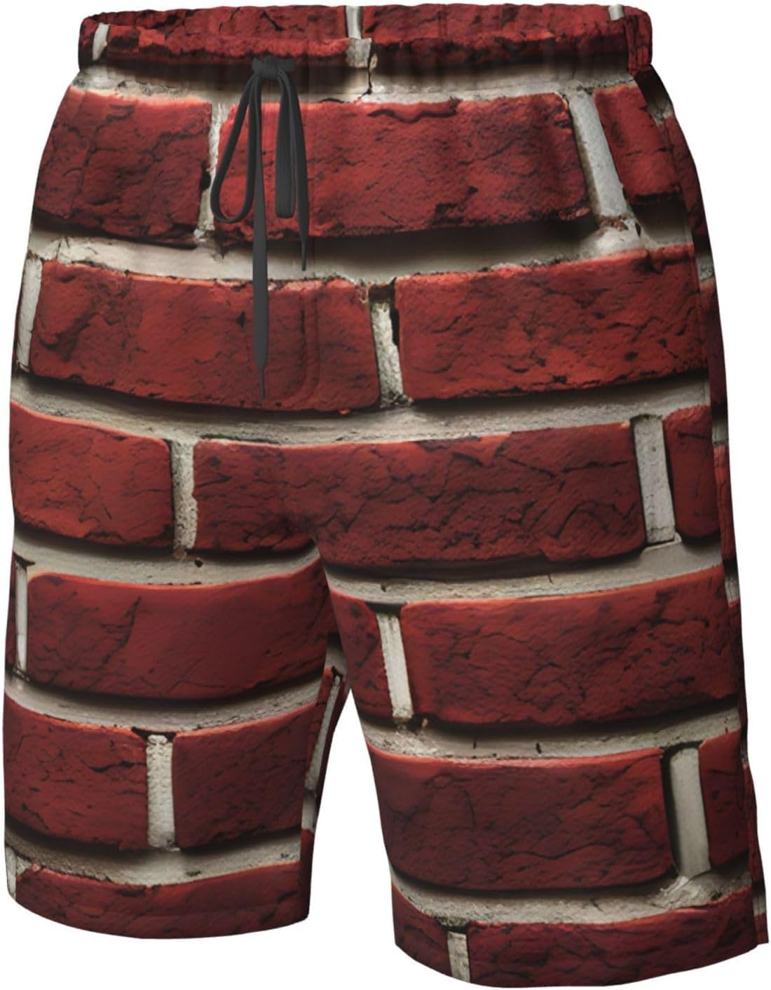Mens Brick Red Stone Print Beach Shorts,Casual Summer Shorts for Men,Quick Dry Polyester