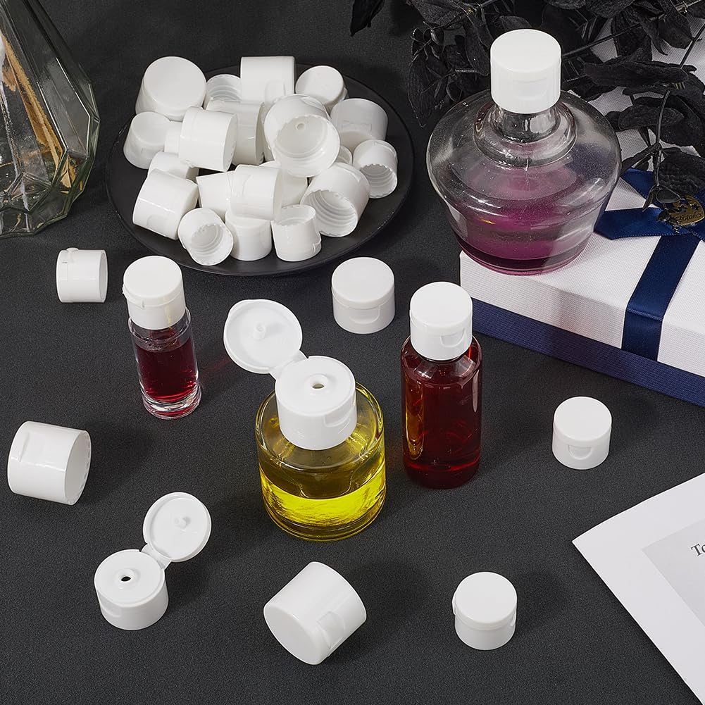 GORGECRAFT 32Pcs 4 Sizes Smooth Flip Top Dispensing Cap White Replacement Bottles Emptying Caps Reusable Plastic Leak-Proof Snap Top Plug for Shampoo Moisturizer Squeeze Bottles Spill Proof Stopper