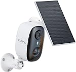 COOAU 2.5K/4MP Caméra de sécurité solaire sans fil extérieur, charge plus rapide, avec 64GB SD Carte, vision nocturne couleur, double bande WiFi (2,4 GHz & 5GHz),Alimenté par l'énergie solaire, pas de frais mensuels