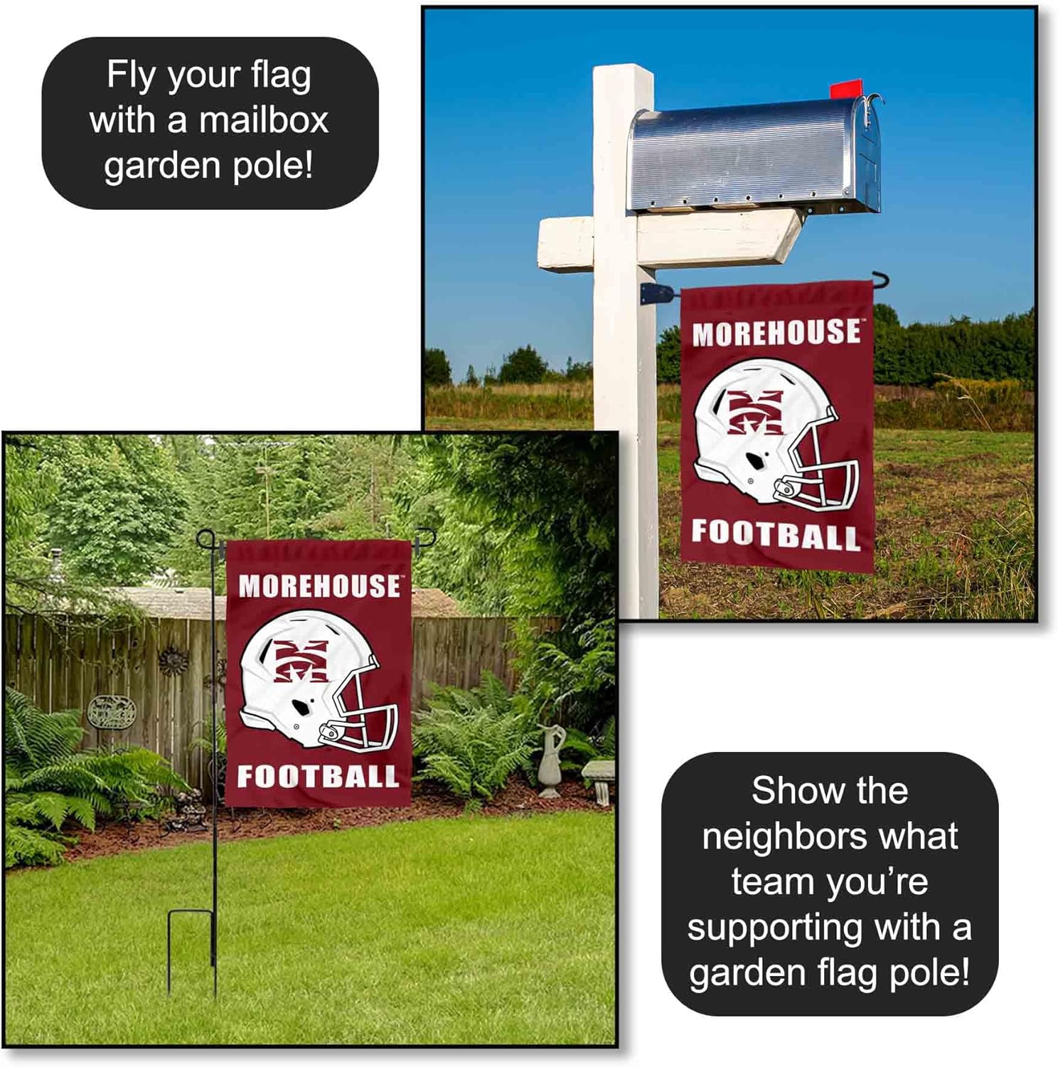 Morehouse Maroon Tigers Football Helmet Garden Yard Flag - Image 4