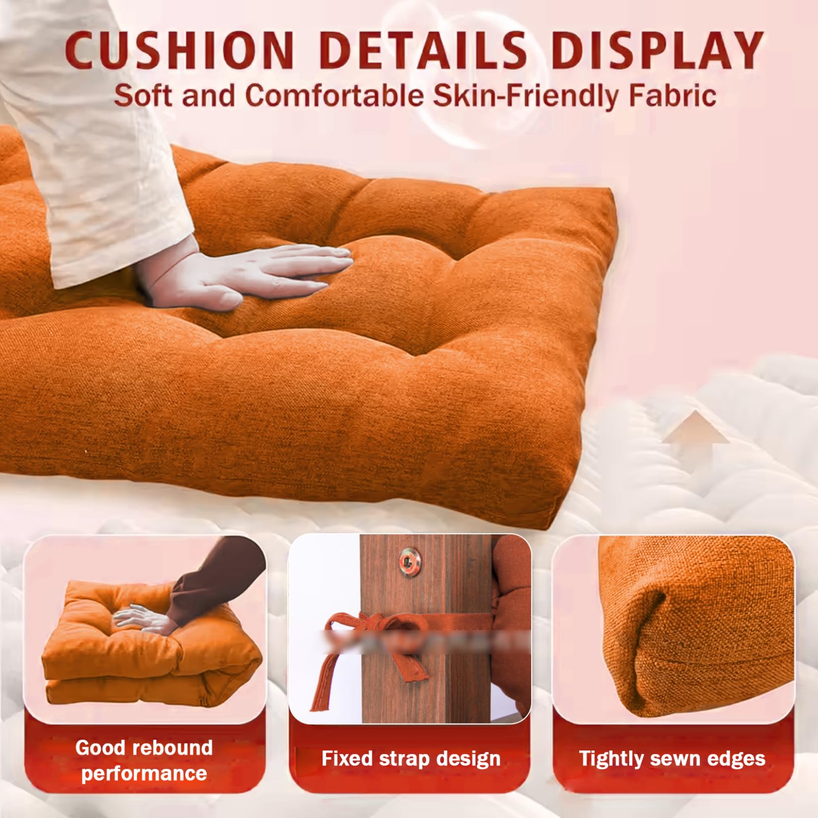 Cuscino per panca da 119 x 50 cm, morbido, impermeabile, spesso, per mobili da esterni, per sedie a sdraio, mobili da giardino, patio, divanetto, arancione
