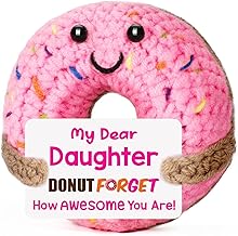 BuiltFit Gifts for Daughter from Mom Valentines - to My Daughters Day Gift Funny Inspirational Valentine Valentine's Day Easter Birthday Handmade Crochet Donut Gift for Daughter from Mother Dad