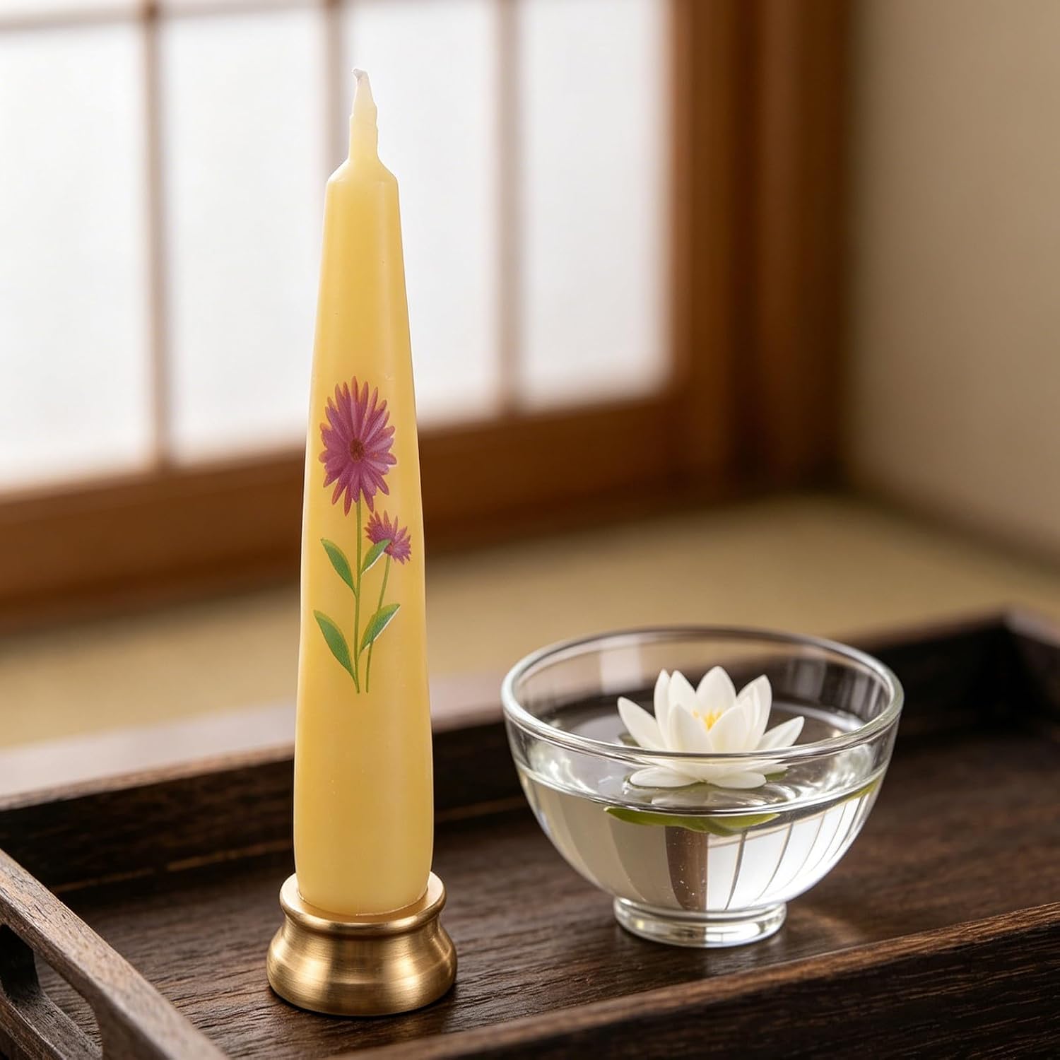 CHILDWEET 10pcs Yellow Wax Taper Candles for Relaxation and Meditation Soothing Portable Mini Candle Set for Buddhist Altar and Office Use