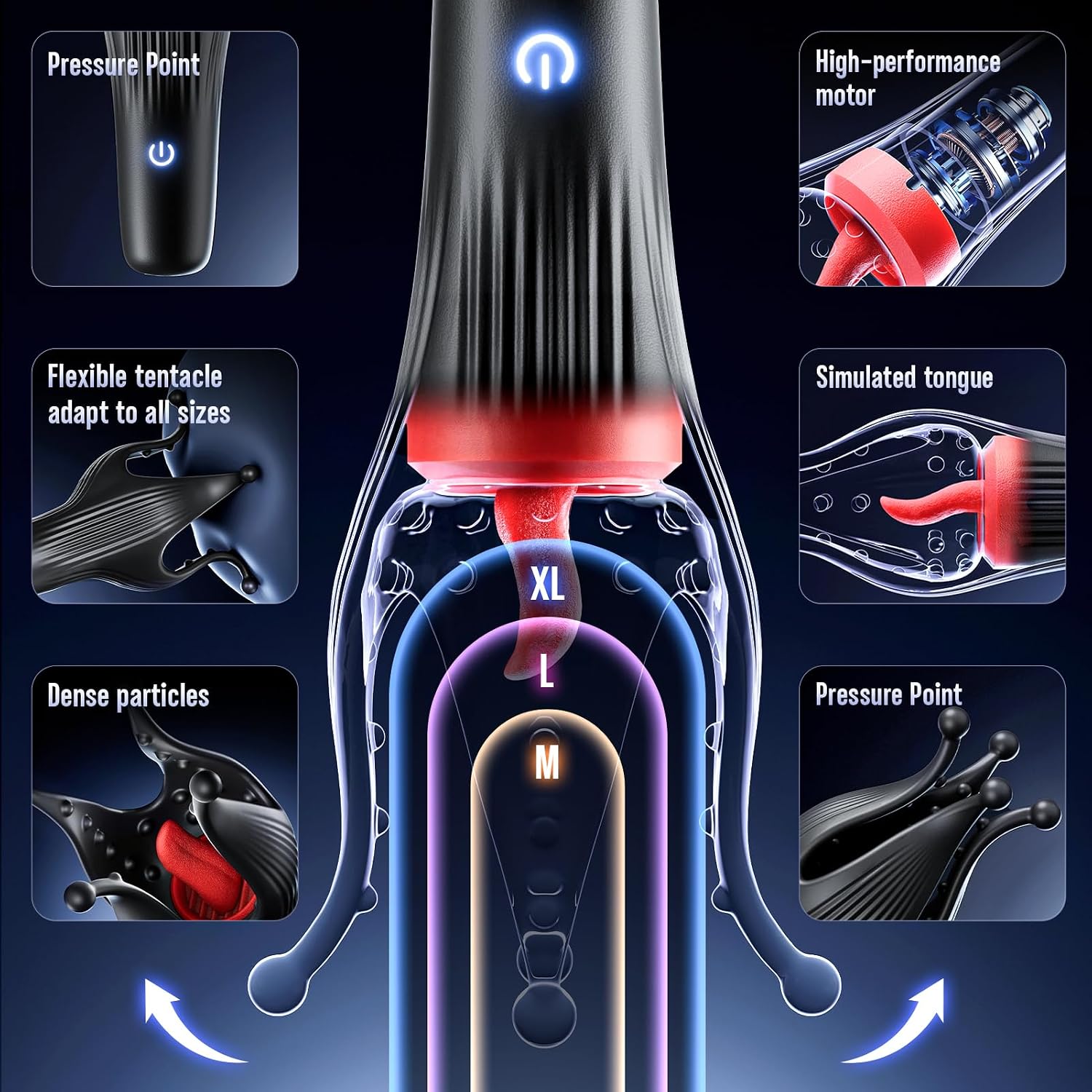 EINSEO Male Sex Toy Penis Vibrator - Male Masturbator Sex Toys for Men Stroker with 10 Licking & Vibrating for Glans Nipple 360° Wrapped Stimulation, Adult Toy Mens Sex Toys Lubricant Oil