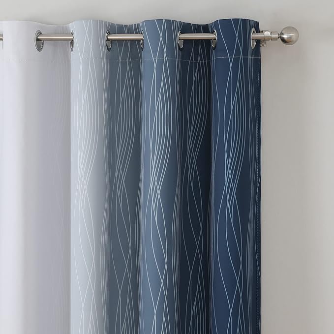 Cortinas Blackout Estelar Textiler 52Wx84L 2 Paneles Azul Marino y Blanco Grisáceo miniatura 5