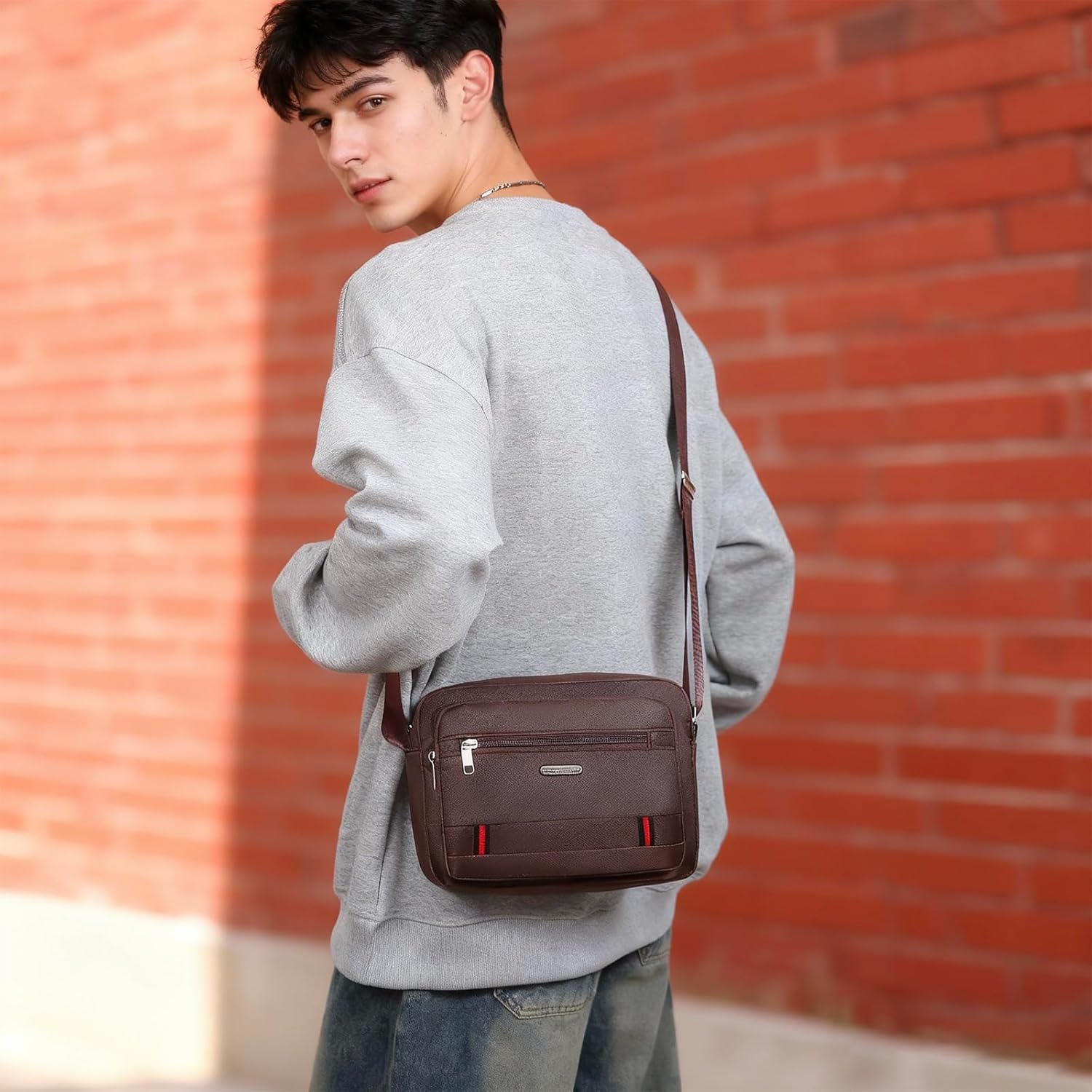 Lightweight Crossbody Sling Bag for Men 7.9” Tablet Travel Satchel Shoulder Side Bag Casual Chest Pack Hiking Camping Work - Image 3