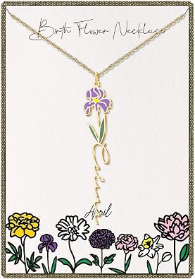 Bridesmaid Jewelry with Birth Flower,Custom Name Necklace Personalized 925 Sterling Silver Floral Jewelry Wedding Bridesmaid Proposal Gifts for Women