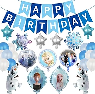 Mosasa 誕生日 飾り付け アナと雪の女王 キャラクター風船 誕生日飾り バルーン バースデーバルーン 子供バースデーデコレーション HappyBirthday バナー ケーキトッパー 女の子 男の子