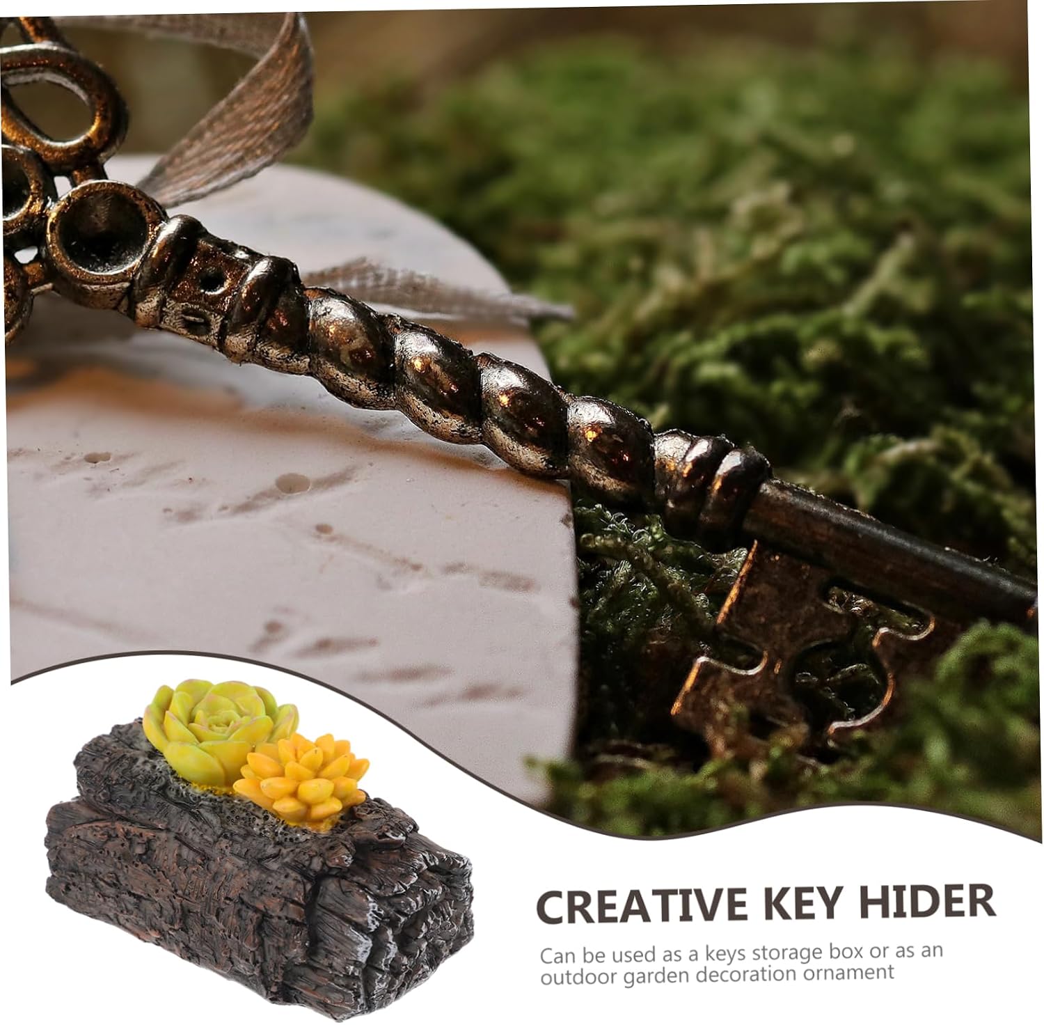 WOONEKY Exquisite Craftsmanship Stump Decoration for outside Garden Key Storage Box Key Hider for outside