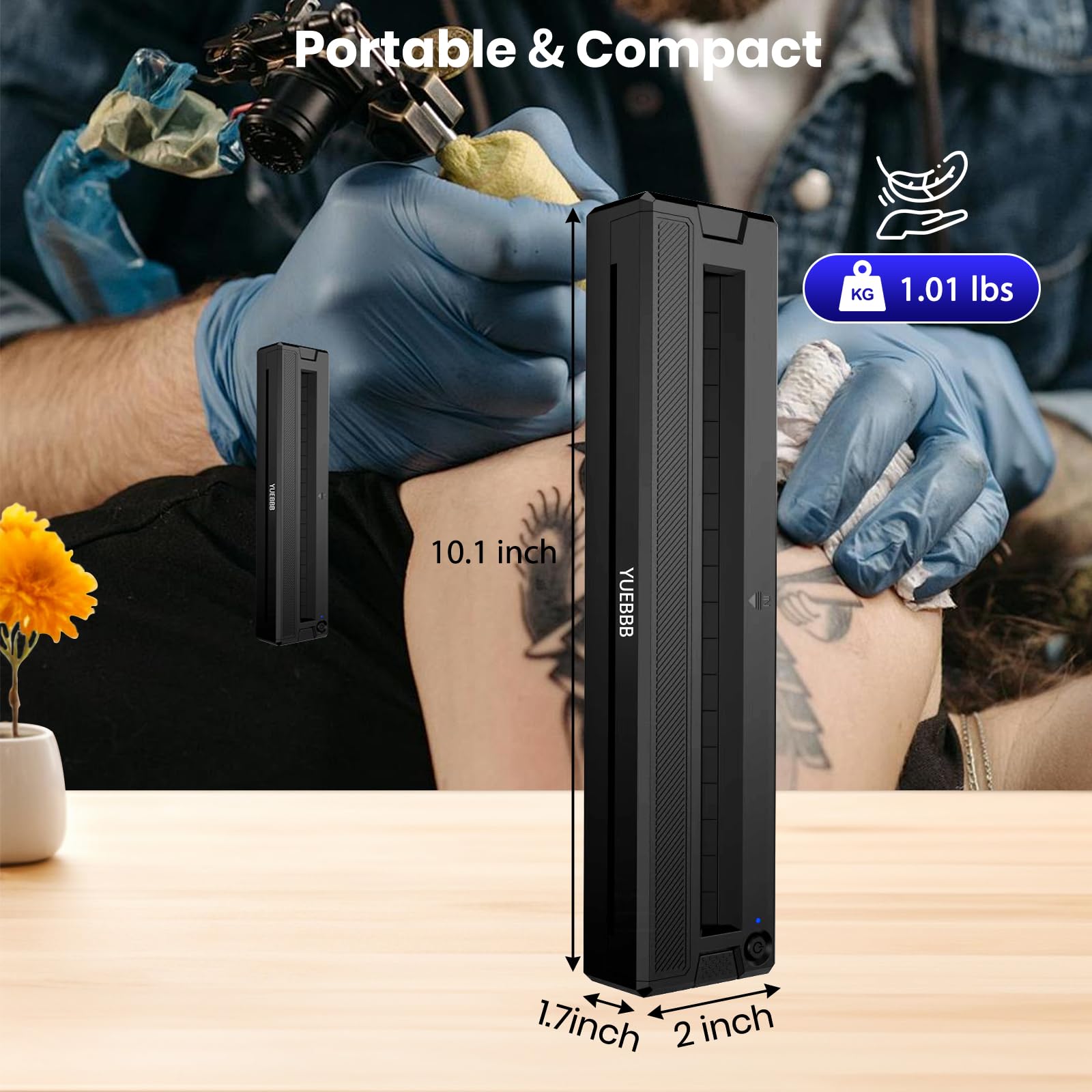 Imprimante de Pochoirs de Tatouage, Transfert Thermique Bluetooth, Compatible Smartphone et Ordinateur