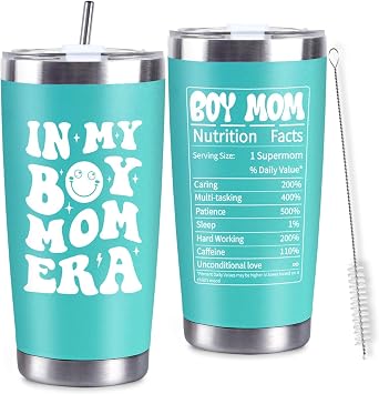 Boy Mom Gifts for New Moms, In My Boy Mom Era 20 Oz Blue Stainless Steel Tumbler Set, Mothers Day Gifts for Pregnant Women Mama, Expecting Moms to Be, First Time Mother, Wife, Sister Christmas Gift
