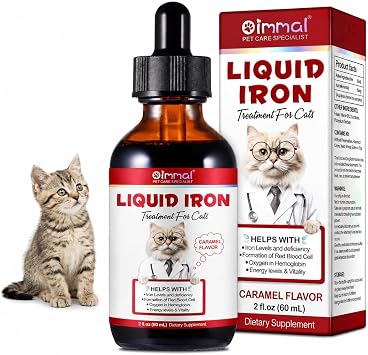 Liquid Iron Supplements for Cats and Kittens - with Folate and B12 Supplements Anemia, Promotes Blood Health, Oxygen Supply and Blood Cell Formation Increase Low Energy Levels Lethargy - 2 oz