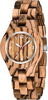 Damen Holzuhr Bunte Bambus Holzuhren Analoge Quarz Damenuhren für Frauen Verstellbar Holz Leichte Armbanduhr