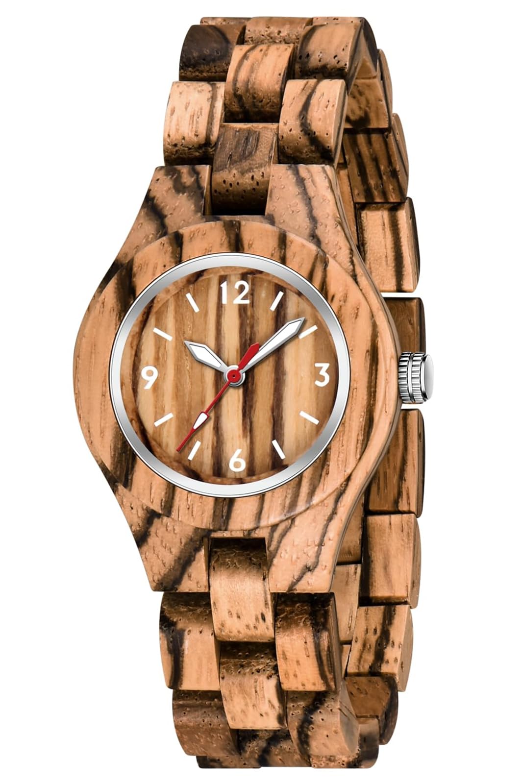 Tiong Orologio da donna in legno di bambù, colorato, analogico, al quarzo, regolabile, leggero