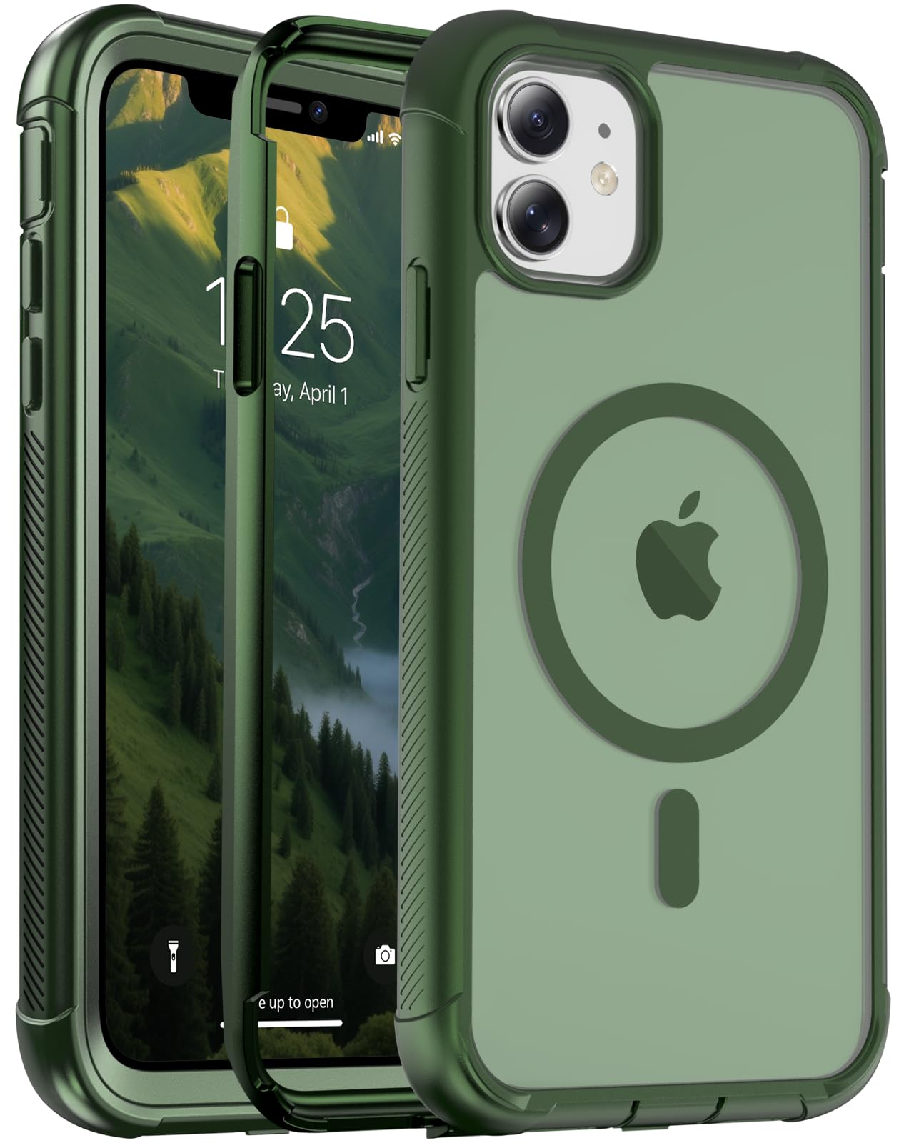 jaroco Magnetic for iPhone 11 Case Heavy Duty Protection Army Green