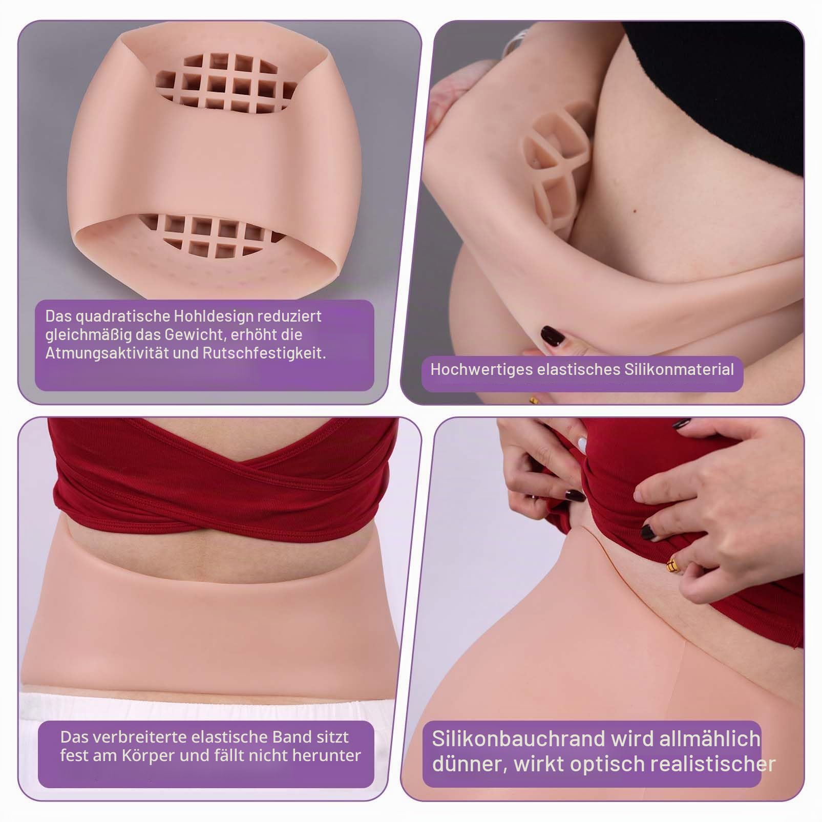 Silikon Schwangerschaftsbauch Mesh Design Falscher Babybauch