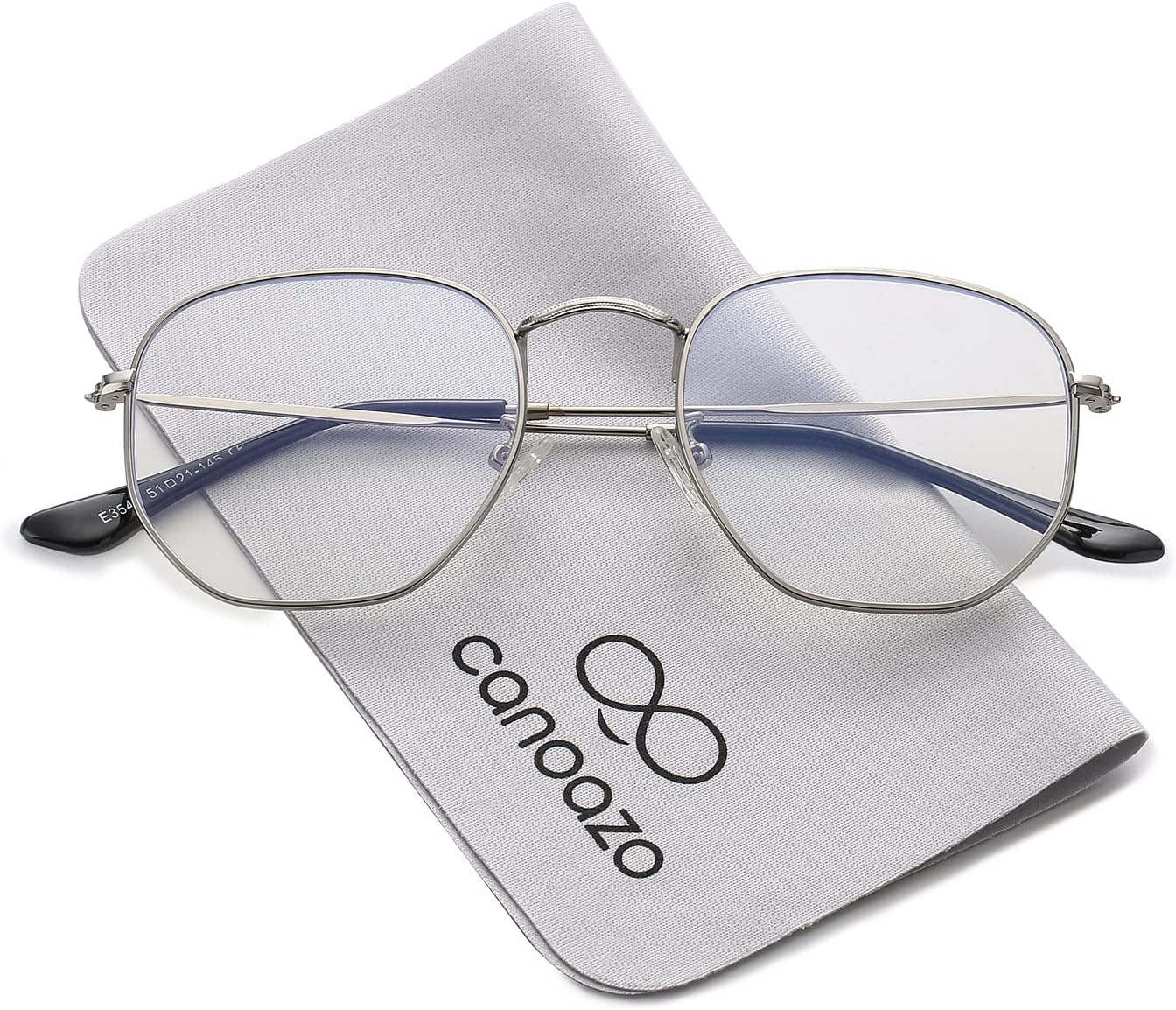 Retro Clear Glasses Women Men Square Fake Glasses Frame Non-prescription Eyeglasses (Silver)