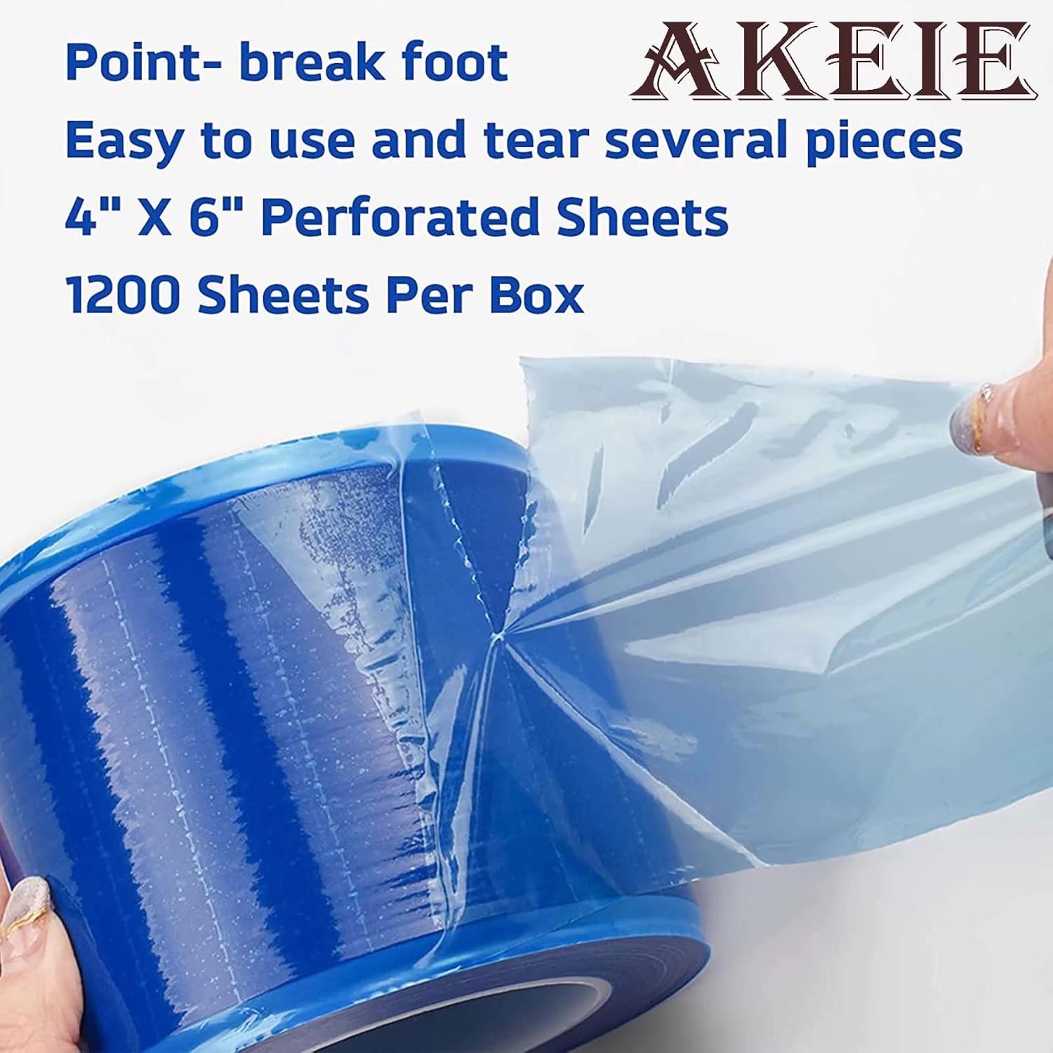 Blue Barrier Film 4 Inch x 6 Inch Barrier Film Tape 1200 Sheets Self-Adhesive Barrier Film Roll Disposable PE Protective Film for Dental Medical Tattoo w/Dispenser Box 2 Positioning Pen Fixed Base