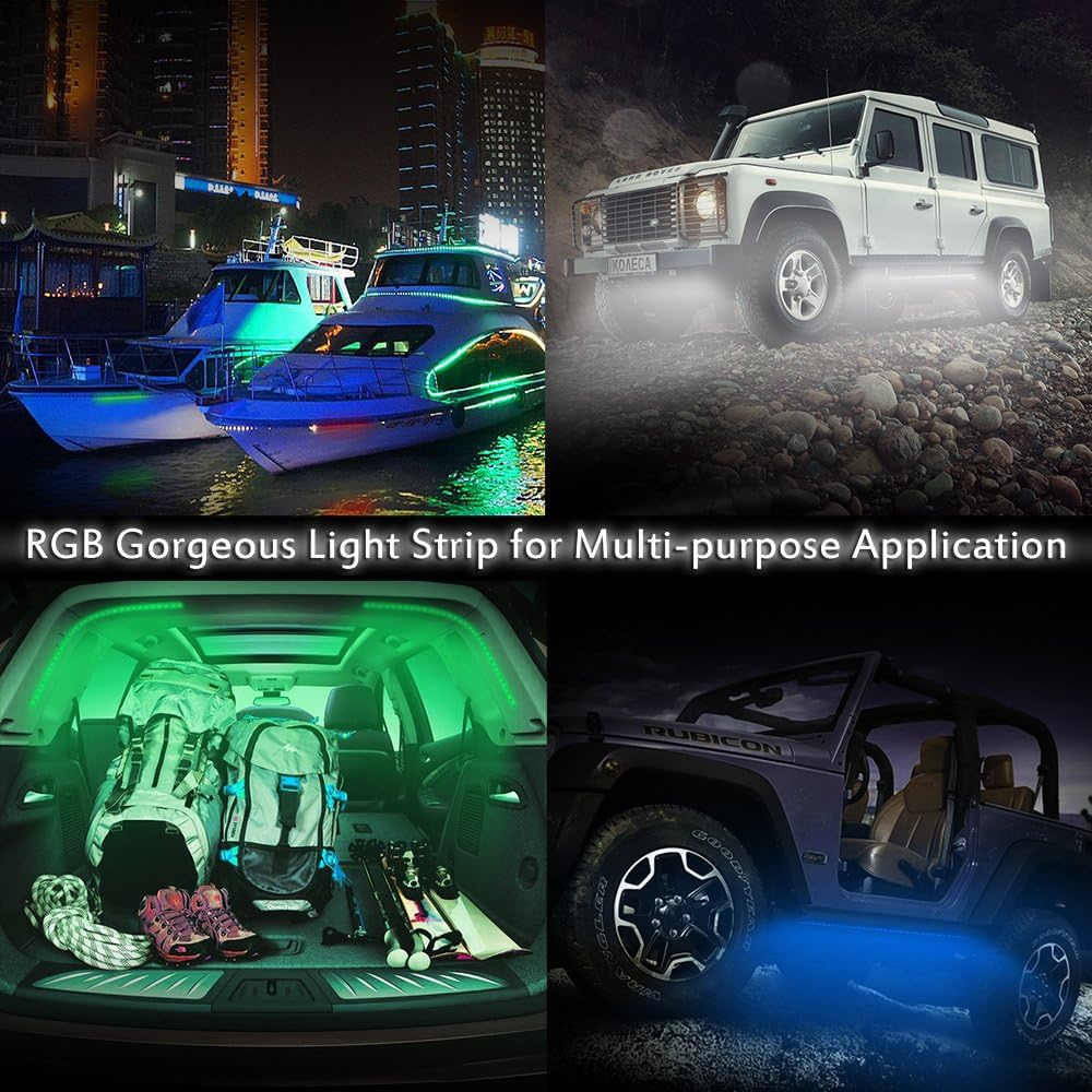 MICTUNING 2Pcs 60 Inch Smart RGB LED Truck Bed Lights with Sound-Activated Function, Wireless Remote, On Off Switch for Pickup SUV RV and More