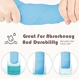Ease Cubs Muslin Burp Cloths Large 100% Cotton Hand Washcloths for Boys & Girls, Baby Essentials Extra Absorbent and Soft Burping Rags for Newborn Registry (Aqua, 12-Pack, 20 X10)