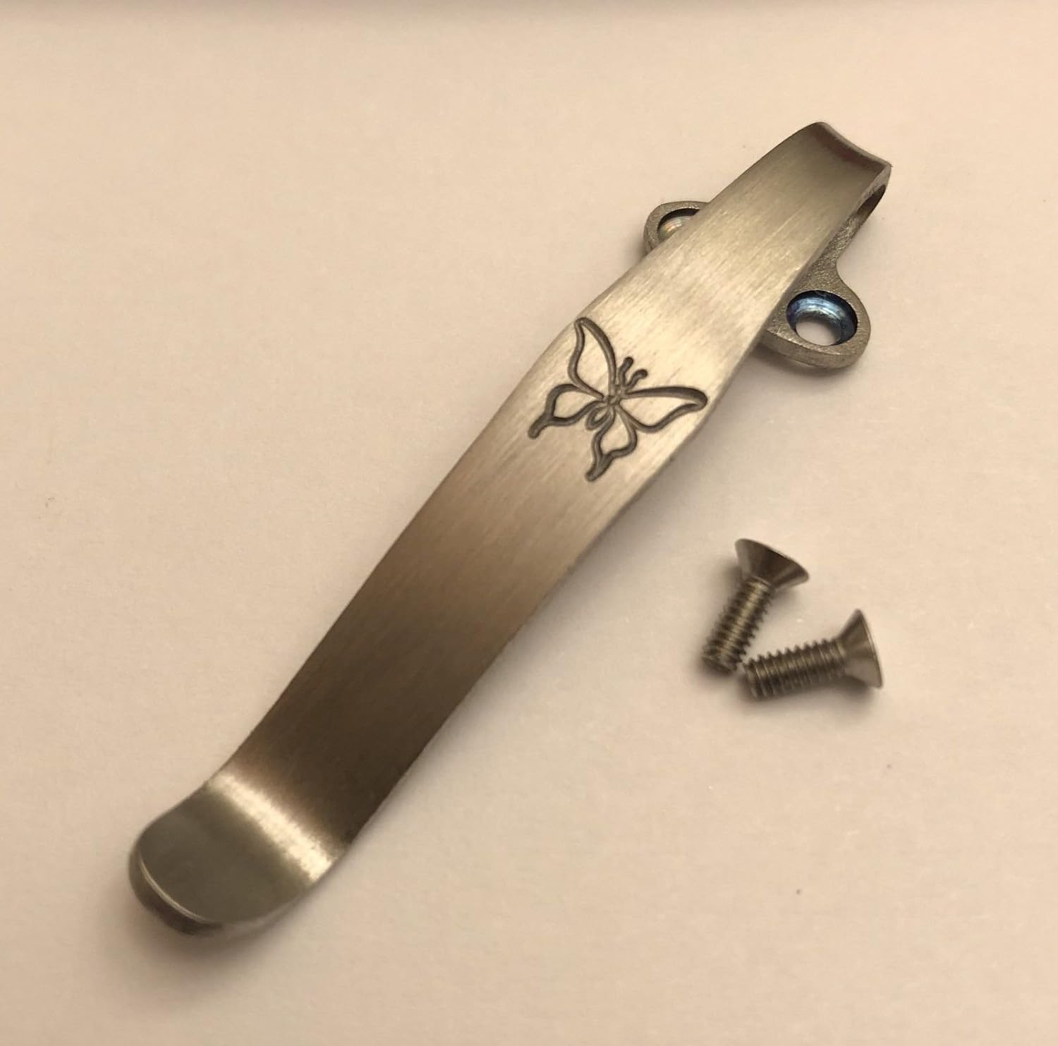 Satin Titanium Deep Carry Pocket Clip for Benchmade Crooked River Folders 15080-1 15080-2 with Asian Butterfly