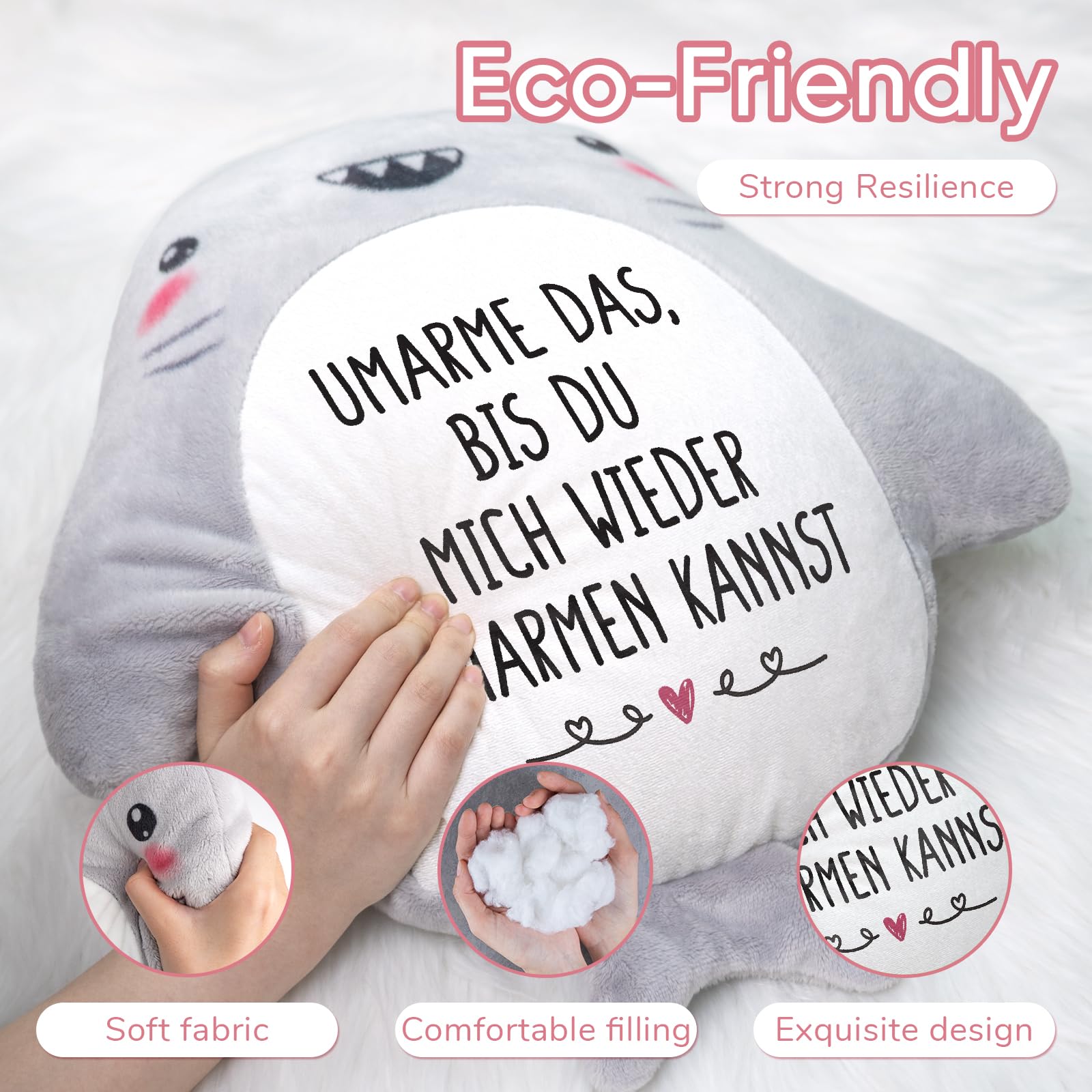 Jahrestag Geschenk für Ihn Sie, Ich Liebe Dich Geschenke für Frauen Männer, Haifisch Kuschelkissen, Hochzeitstagsgeschenk, Partner Geschenke für Freundin Freund Fernbeziehung
