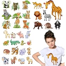 Totelux Animal Iron on Transfer Stickers Leopard Tiger Panda Iron on Decals Cute Woodland Animal HTV Vinyl Heat Transfer Patch for T-Shirt Clothing Jeans Backpacks Pillow DIY Decoration