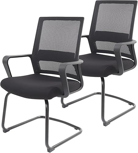 Paquete de 2 sillas de recepción de invitados de oficina, sillas de conferencia, respaldo medio para el hogar, soporte lumbar para el hogar, silla