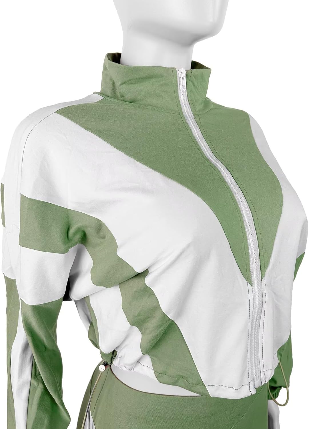 Remelon Womens 2 Piece Sweatsuits Color Block Long Sleeve Zipper Cropped Jacket Legging Pants Set Tracksuit Jogger Outfits - Image 7