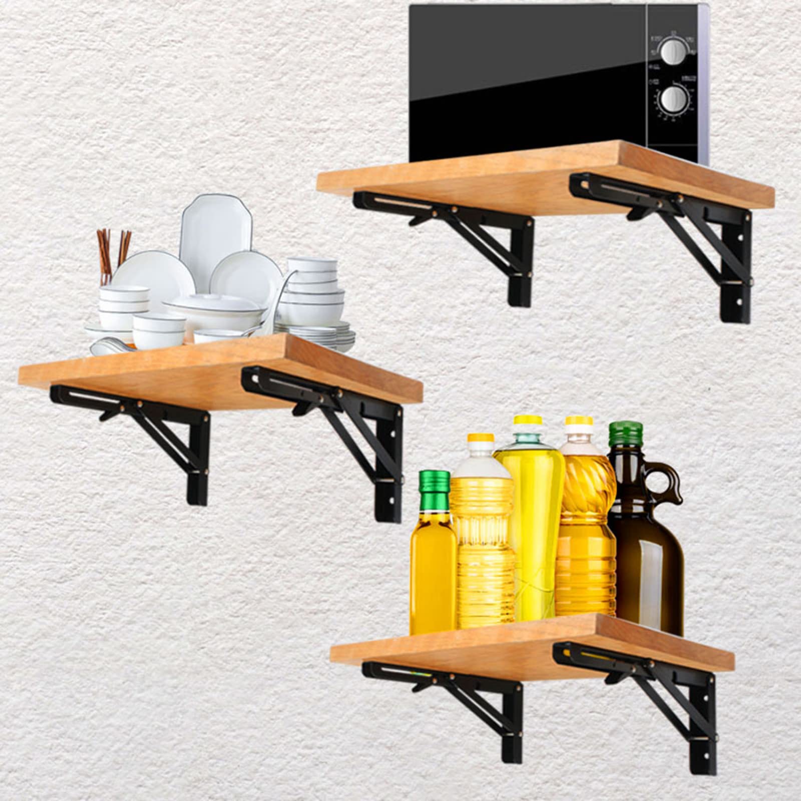 x2 Staffe per mensole Metallo,Supporti per Mensole Pieghevoli a Parete,Staffe multifunzionali Fai-da-Te,Reggimensola Pieghevoli Pesanti,Accessori Completi,400 * 175mm