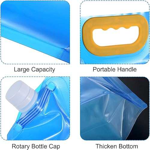 Miniatura 5 de PATIKIL Bolsa plegable para contenedores de agua de 1.3 galones, paquete de 2 jarras de almacenamiento de plástico plegables para camping,