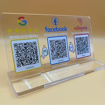 Review Stand & Follow Us on Social Media Sign for Instagram & Facebook
