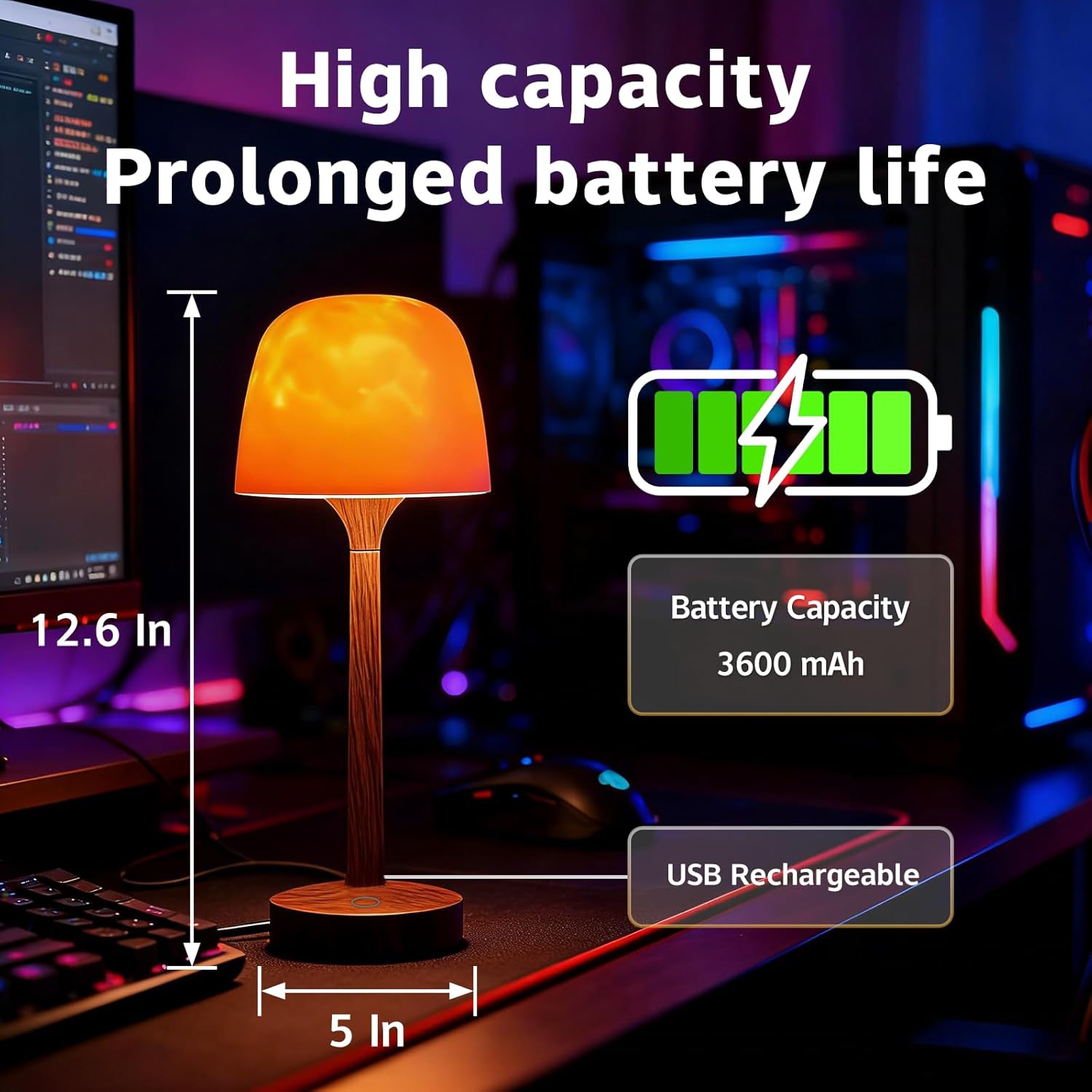 Shower Light, Spa-Like Waterproof Bathroom Shower Lamp with 16 Color Ocean Wave Projector, Rechargeable Cordless Light with Touch & Remote Control, Bathroom Lamp for Inside Shower & Bathtub - Image 6