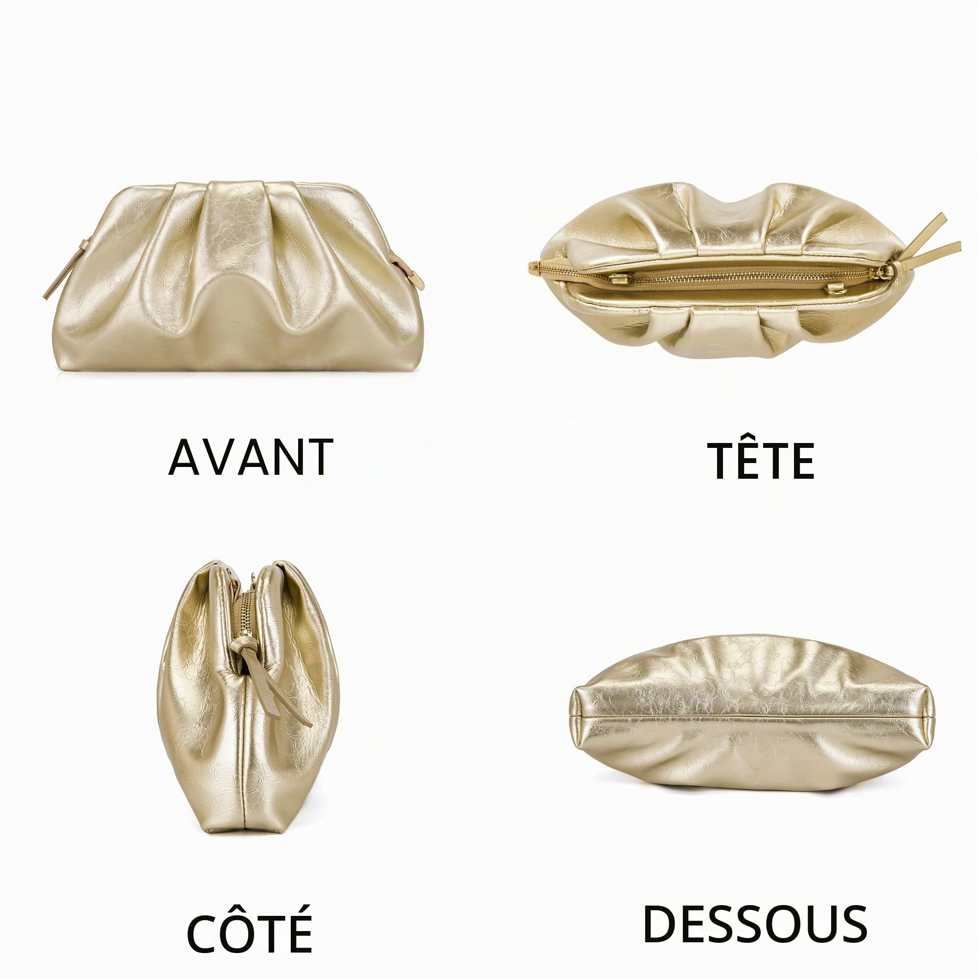 Pochette de soirée élégante pour femme - En cuir synthétique - Avec fermeture éclair - Pour mariage
