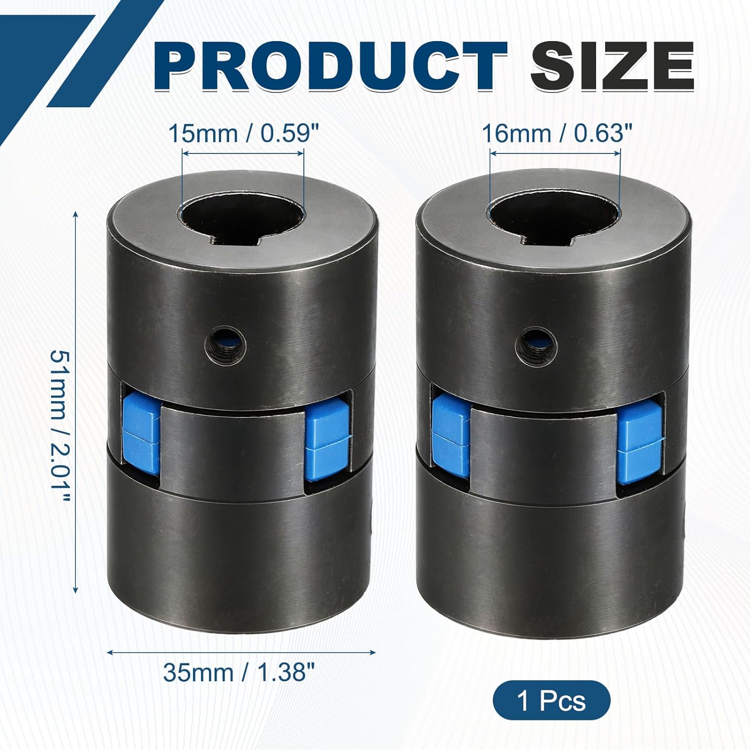 MECCANIXITY Flexible Coupling Coupler Set, 19/32" to 5/8" L070 L-Jaw Coupling Shaft, Rubber Spider Interchangeable for Spindle Transmissions Automation Equipment, Black