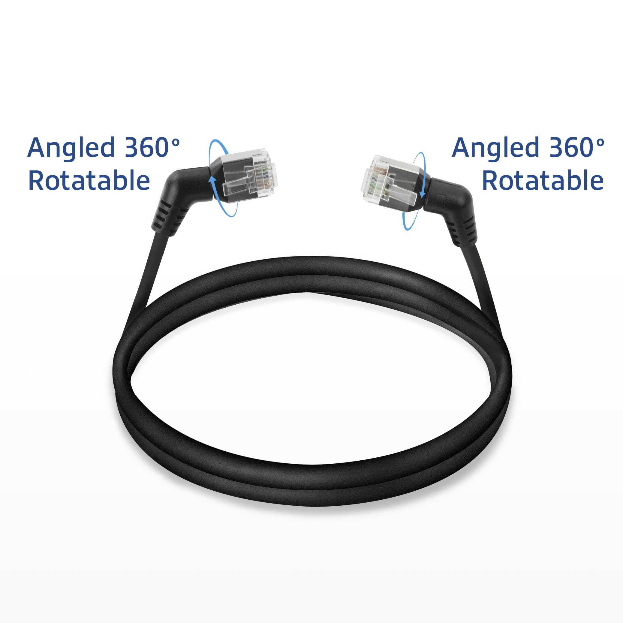 ACT CAT6A kabel U/FTP, kabel sieciowy obracany o 360 stopni, kabel LAN cienko wygięty, 2 m