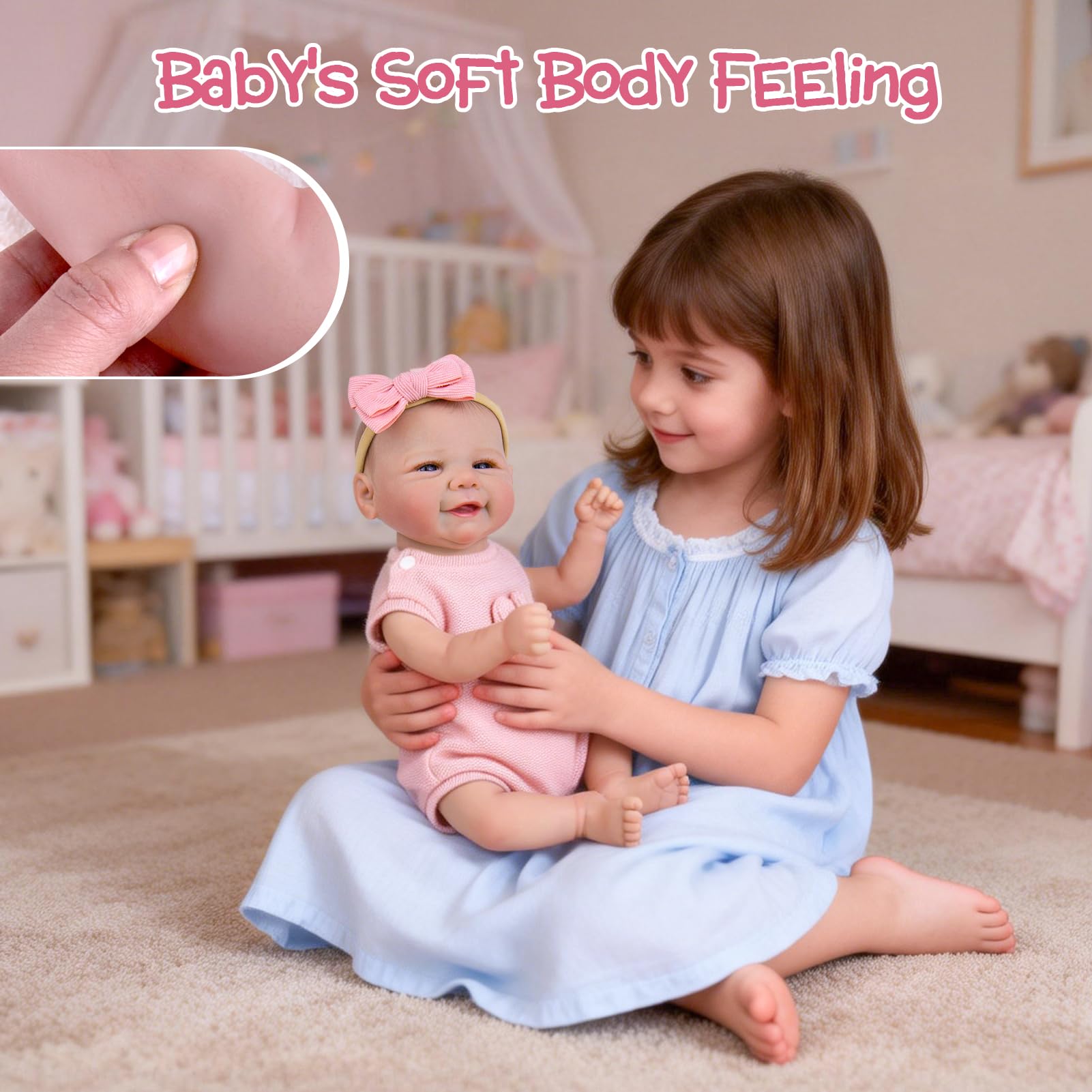 UOFTKIZ Bambola realistica neonato 50,8 cm con coniglio rosa