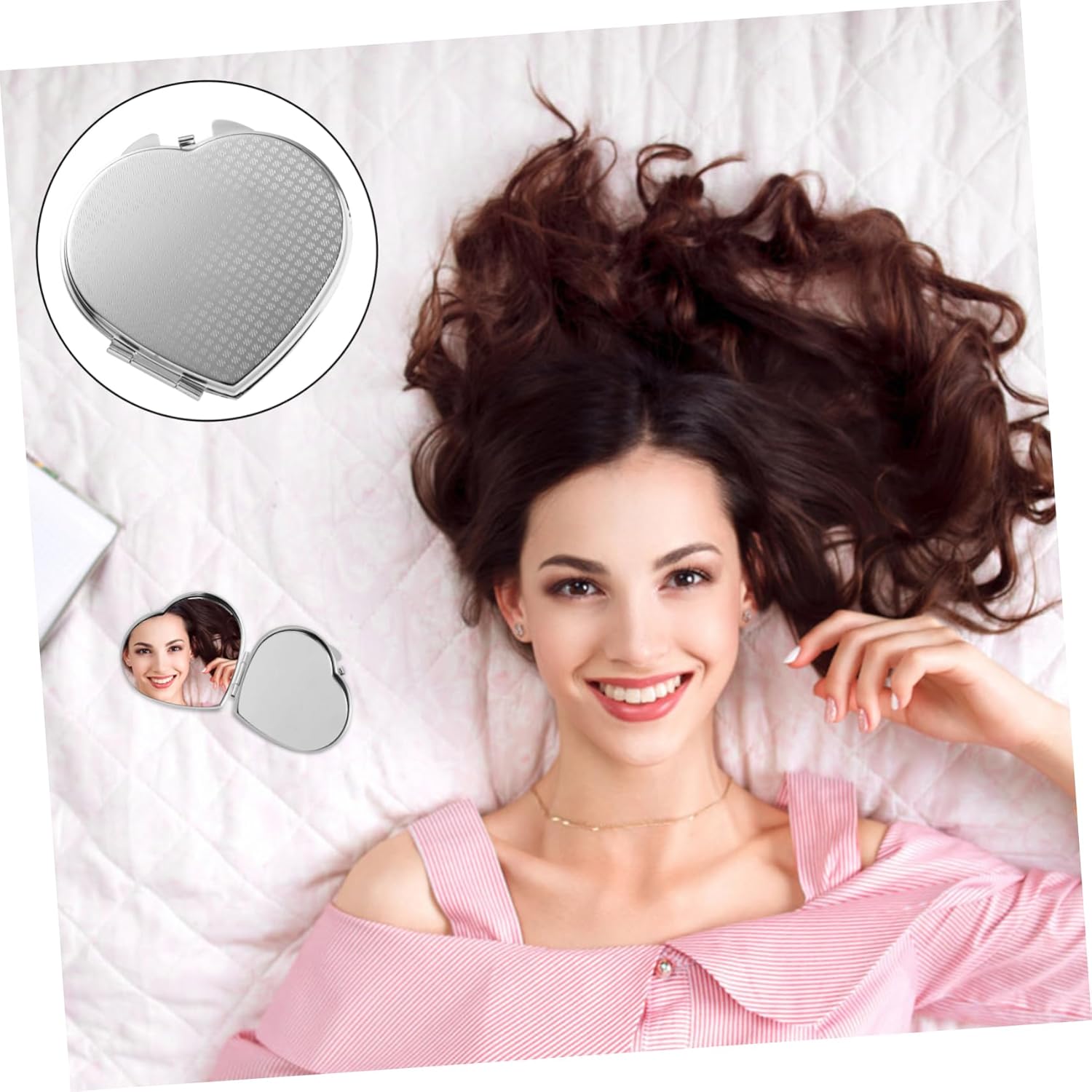 VALICLUD 3pcs Heart Shape Portable Makeup Mirror Compact Foldable Travel Mirror for Purse Lightweight with High Definition Surface Present for Occasions Like Birthdays Valentine Day and