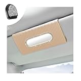Bling Car Visor Tissue Holder, Diamond Mask Dispenser PU Leather Wipes Case with Glitter Hook Clip, Sparkly Sun Visor Napkin Holder Backseat Paper Towel Cover Case for Women (Beige)