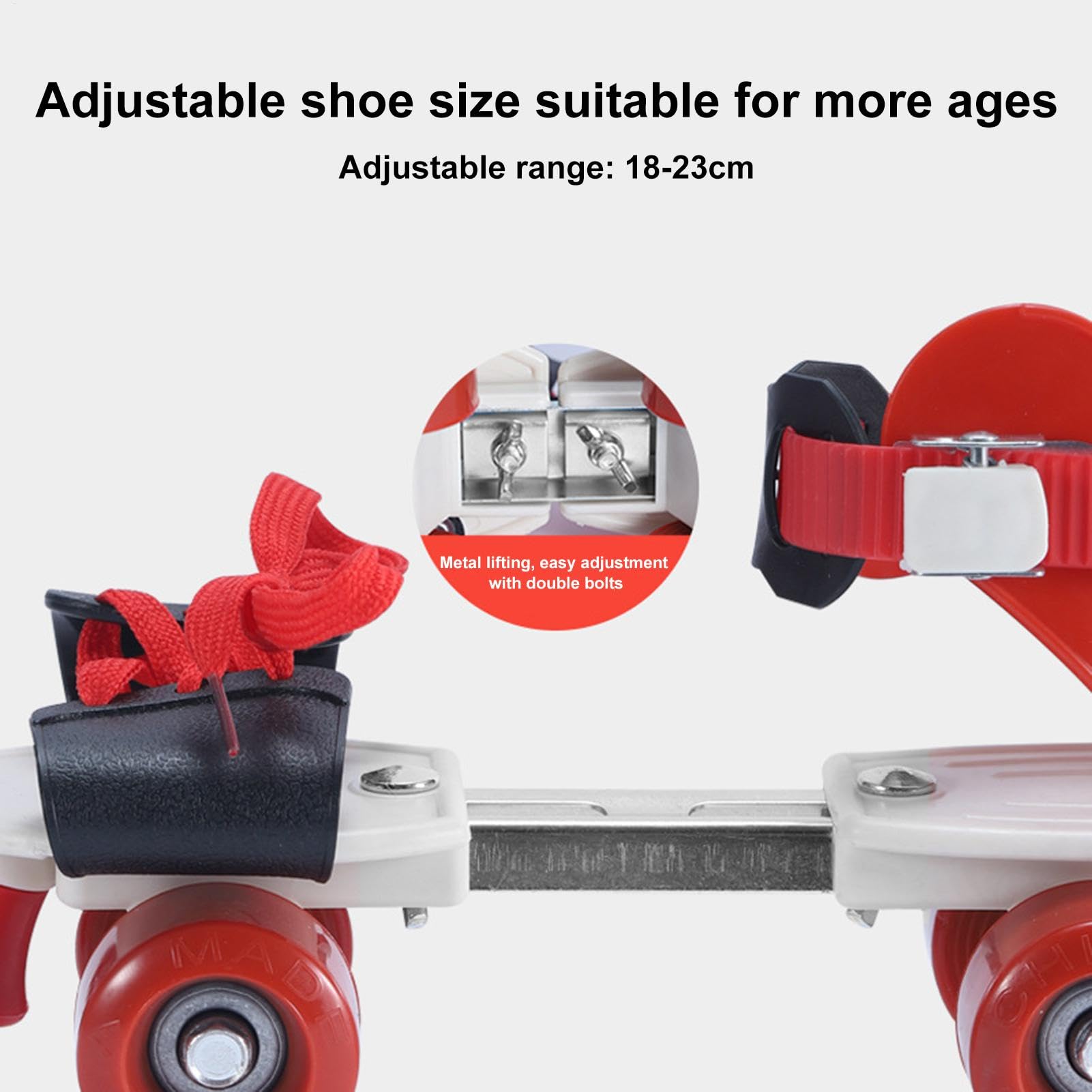 Pattini a quattro ruote - Pattini a rotelle regolabili con luci a LED | Pattini con cinghie regolabili, durevoli e confortevoli, con 4 ruote per bambini, adulti e principianti, pattinaggio interno e