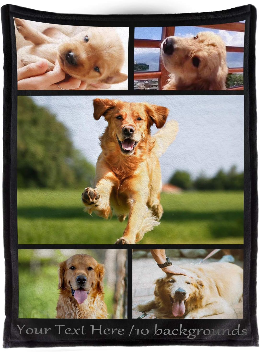 Custom Blanket with Photo Collages, Photo Blanket Personalized with Picture Soft Flannel Throw Gift for Kids Dog Cat Family Friend Anniversary Present (5 Photos Collage, 50“x60)