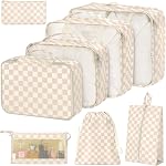 Packing Cubes for Travel, Packing Cubes with Shoe, Cosmetics, Clothing,and Accessories Bags, Travel Cubes for Packing Suitcase Organizer for Women Men, Cherry, Large