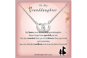 Sentimental Birthday Gift for Granddaughter - Sterling Silver Interlocking 2 Circles Necklace with Message Card