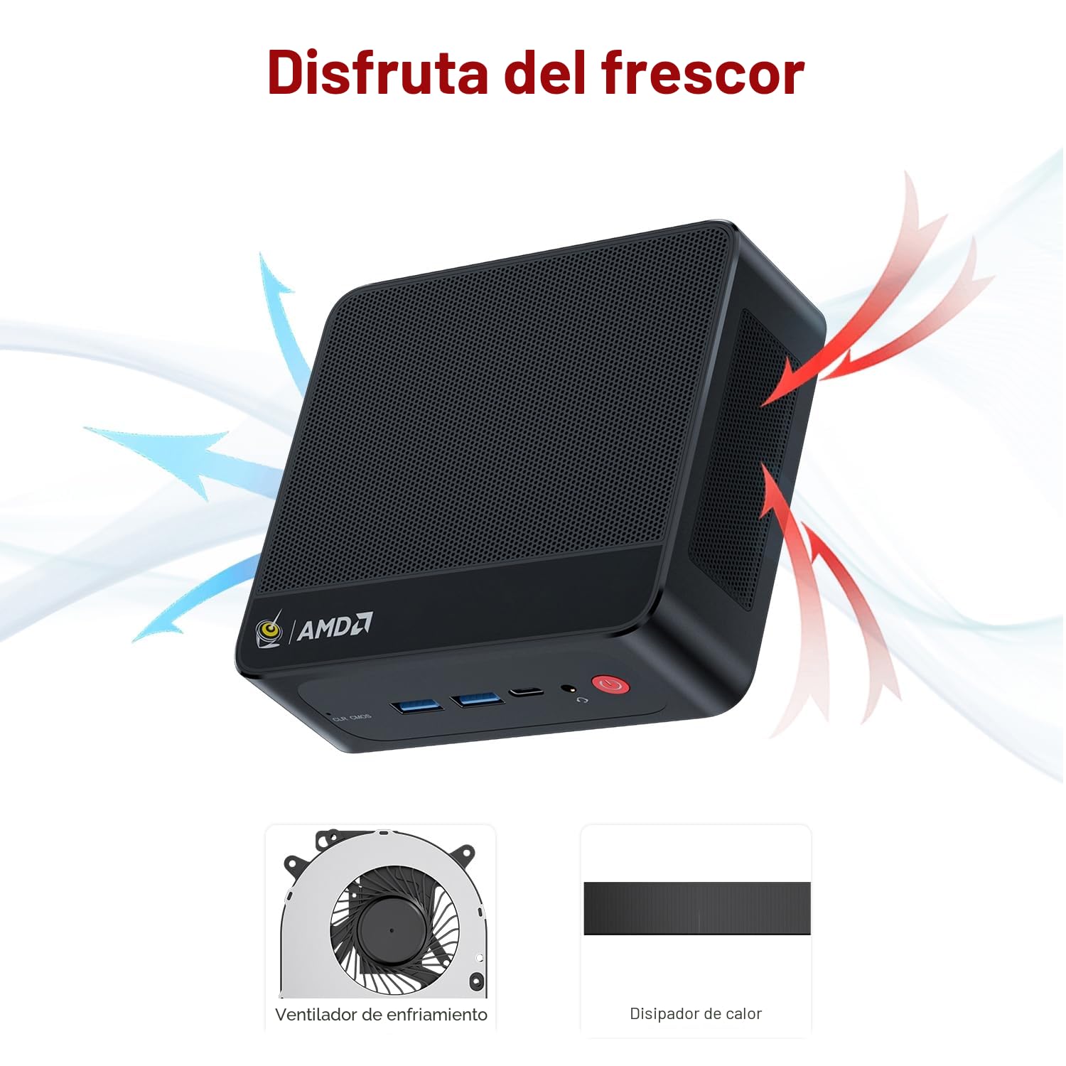 Beelink Mini PC SER5 Pro, AMD Ryzen 5 5500U | 6 C/12 T, hasta 4,3 GHz, miniordenador con 16 GB de RAM DDR4, SSD PCIe de 480 GB, Gigabit Ethernet / WiFi 6 / BT 5.2