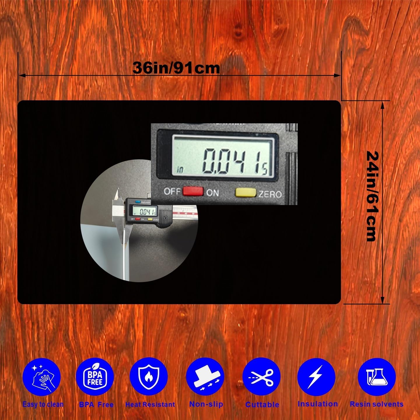 Silicone Mats,Large Silicone Heat Resistant Mat, Nonslip Mats for Kitchen Counter, Countertop Protector, Nonstick Waterproof Craft Table Placemat (36” x 24”Black)