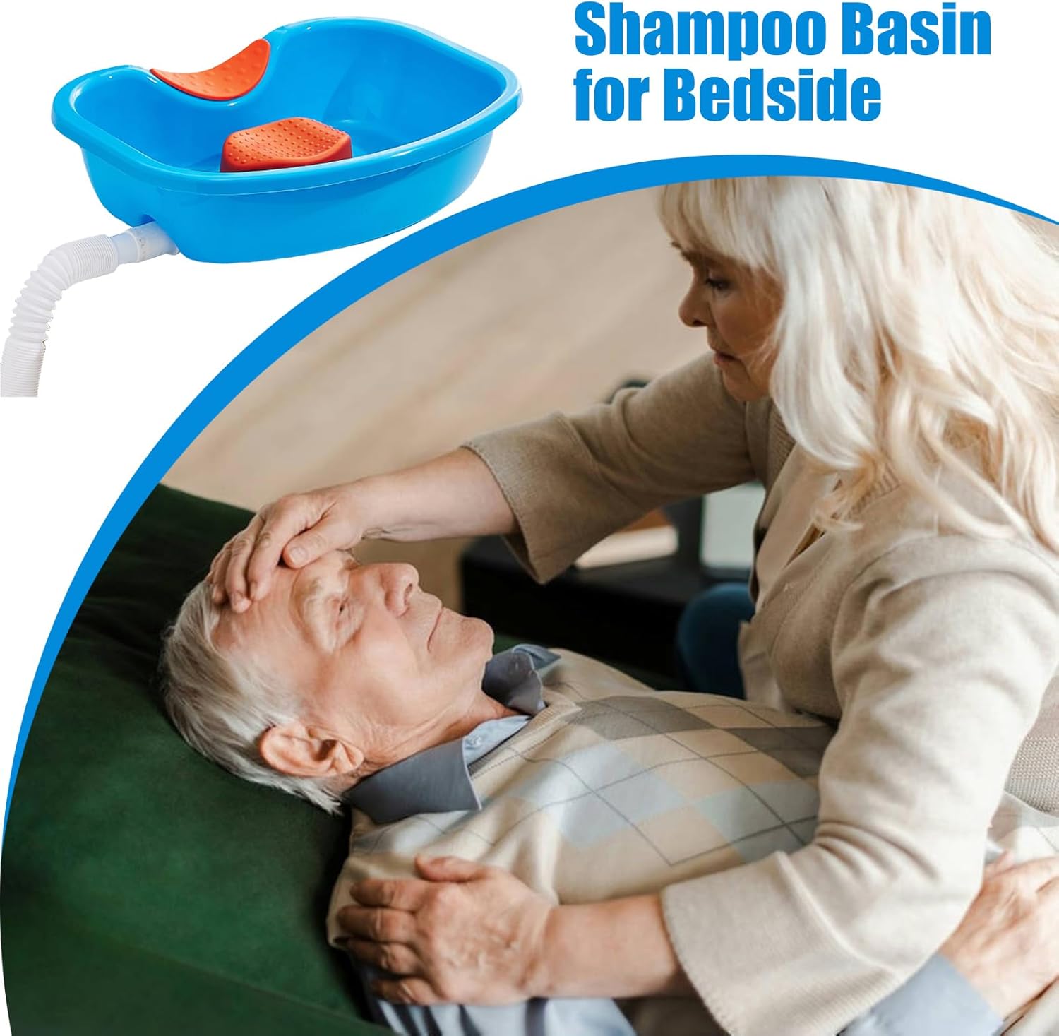 Hair Wash Basin With Neck Support - Portable Shampoo Tray Station, Drain Hose Sink, Reusable Washing Setup | Elderly Disabled Haircut Aid Solution, Coloring Care Assistant Bedside Cleaning Use