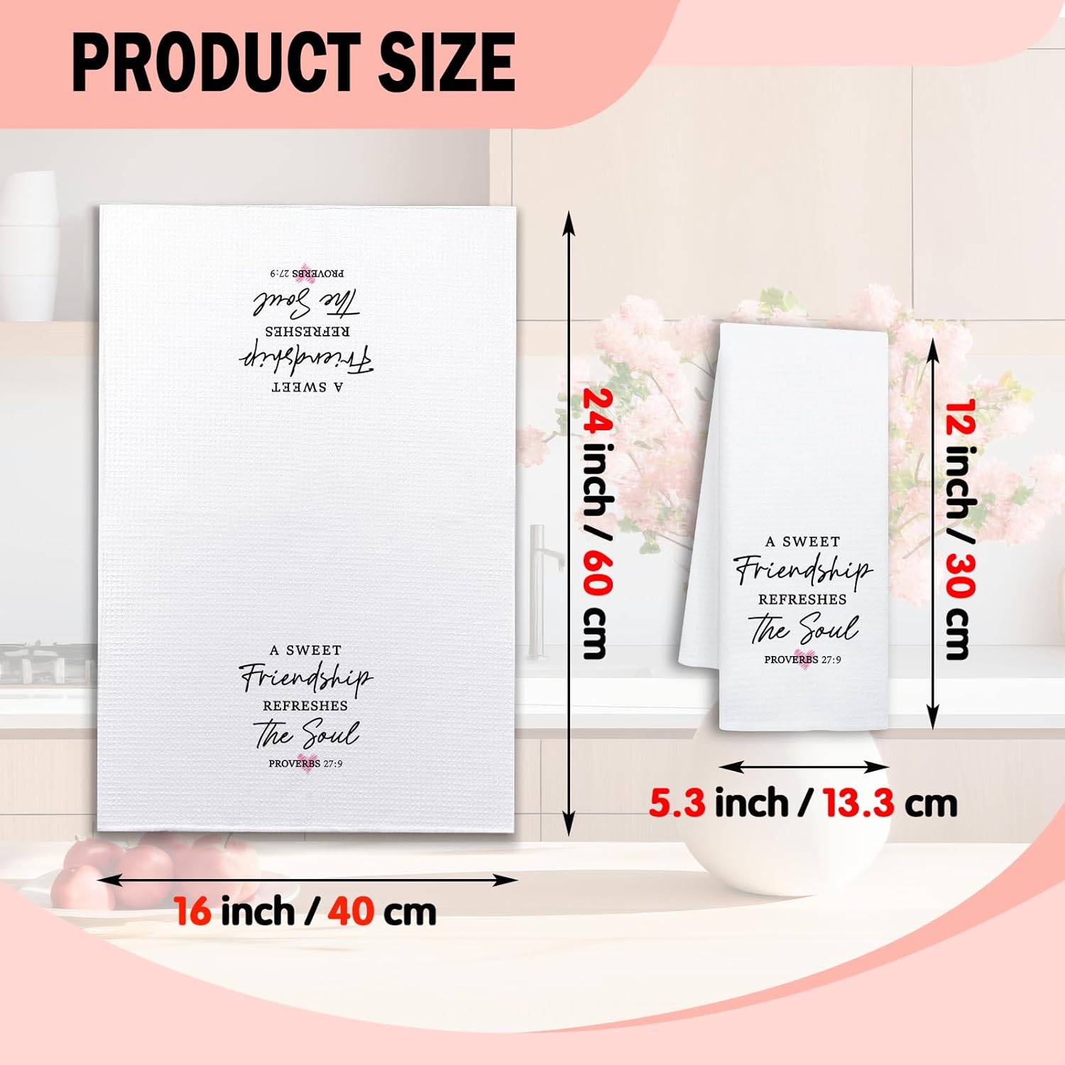 Funny Friendship Kitchen Towels, A Sweet Friendship Refreshes The Soul, Decorative Dish Towels for Kitchen, Christian Gifts for Women Men, Sweet Housewarming Gifts for Sister Friend Bestie - Image 5
