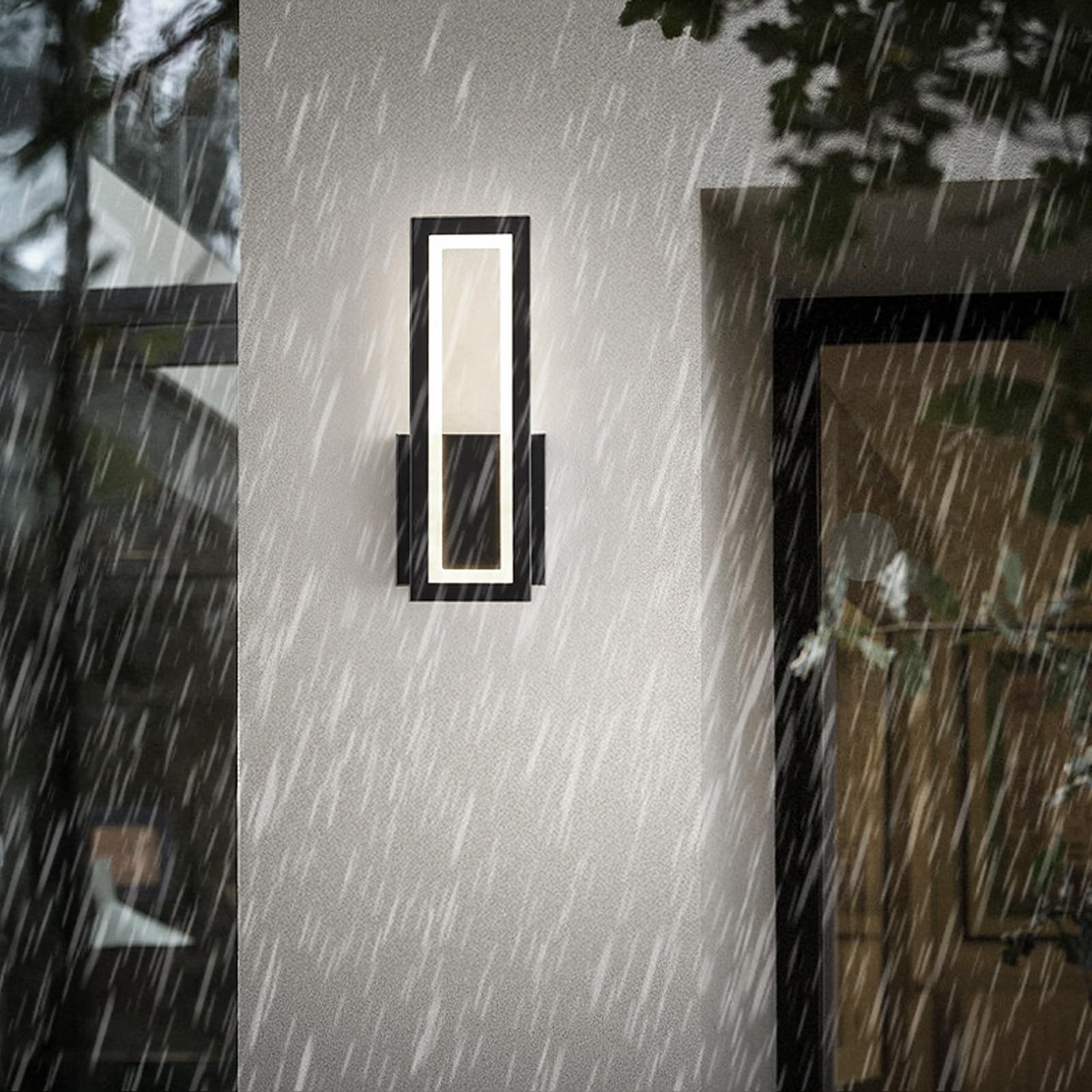 Helcekou Black White Light Modern Led Wall Light Outdoor Ip65 Waterproof Lamp Acrylic Iron Rectangular Design Sconce Minimalist Villa Decorative 3000K/4000K/6000K For Gardens Courtyard